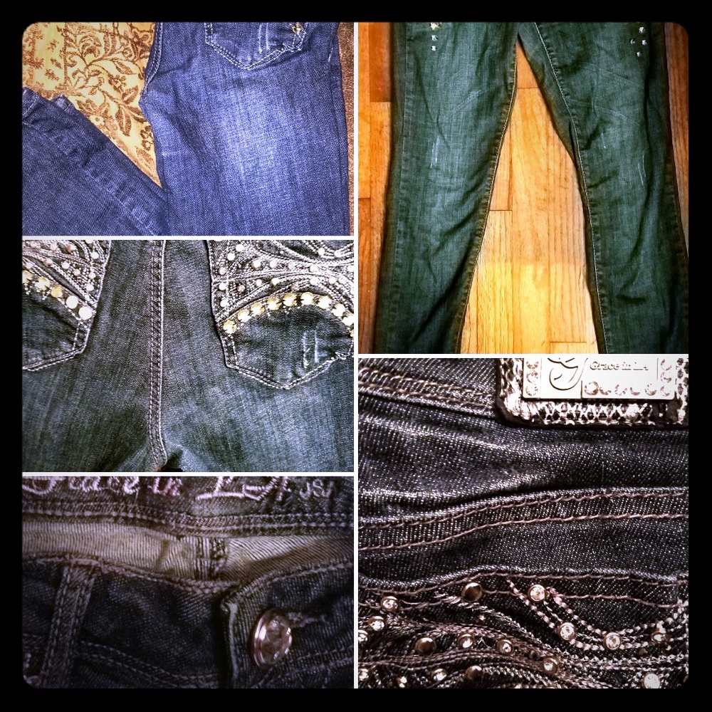 Grace in LA USA studded blue jeans